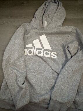 adidas Gray Pullover Hoodie with White Trefoil Logo